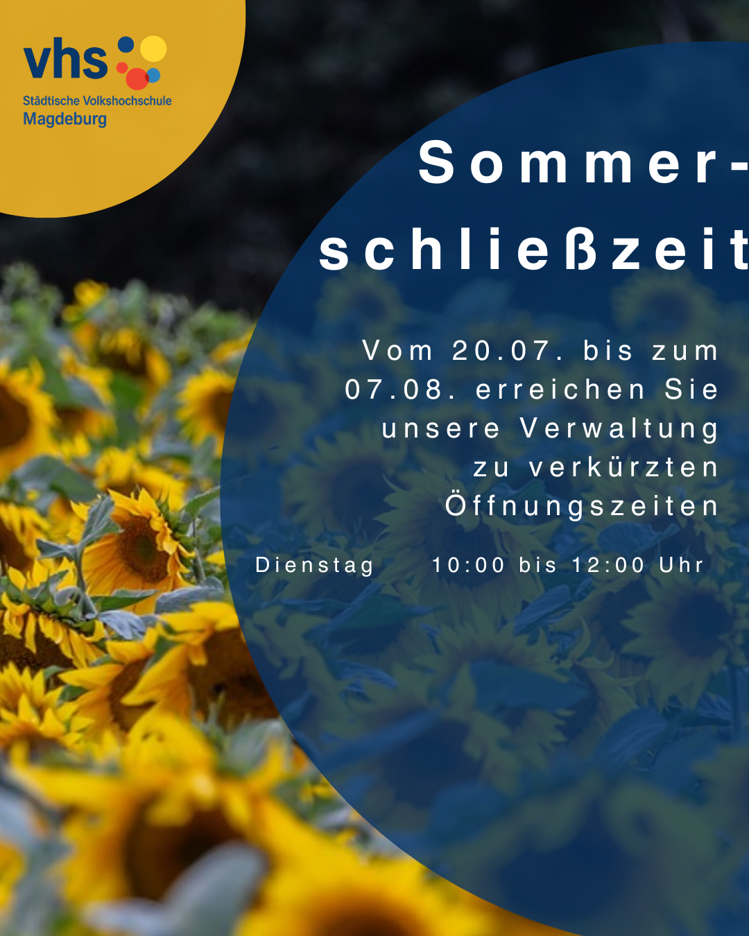 Öffnet die Seite 'Sommerschließzeit'